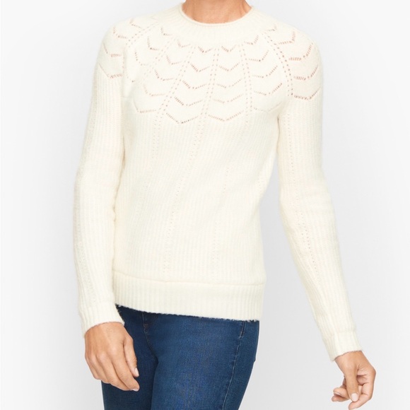 Talbots Sweaters - Talbots Pointelle Yoke Mockneck Sweater Size Medium